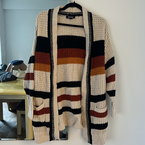 Express Striped Sweater Cardigan Small - Picture 3 of 7